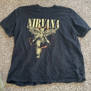 NIRVANA Black and Gold Graphic Tee
